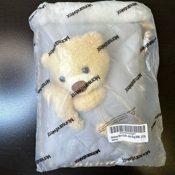 Montana West Crossbody Purse Gray Small Teddy Bear Quilted Bag Chain Strap SM3 - Picture 3 of 9